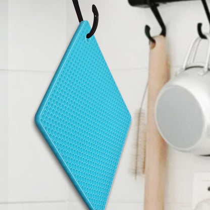 Silicone Square Trivets Mat, 6 Packs Multipurpose Non Slip Heat Resistant Pot Holder-Black