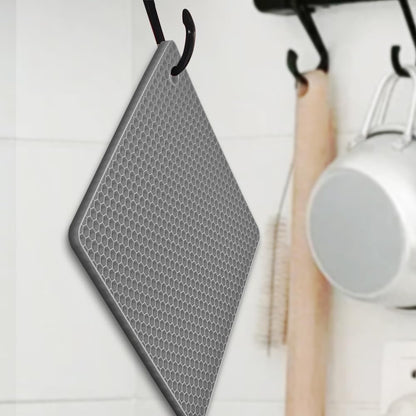 Silicone Square Trivets Mat, 6 Packs Multipurpose Non Slip Heat Resistant Pot Holder-Black