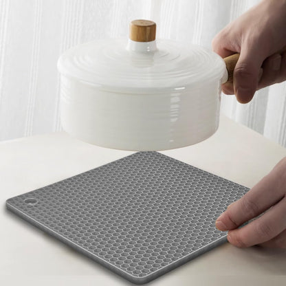 Silicone Square Trivets Mat, 6 Packs Multipurpose Non Slip Heat Resistant Pot Holder-Black