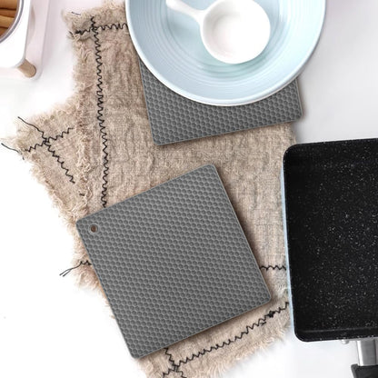 Silicone Square Trivets Mat, 6 Packs Multipurpose Non Slip Heat Resistant Pot Holder-Black