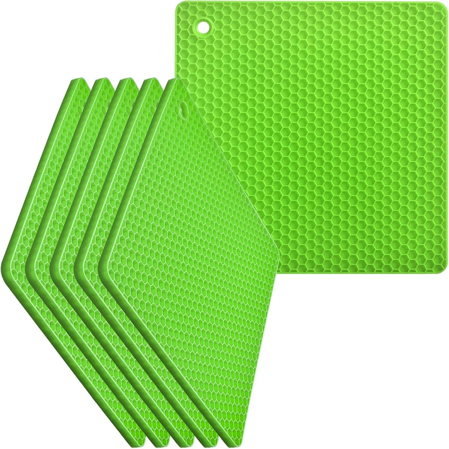 Silicone Square Trivets Mat, 6 Packs Multipurpose Non Slip Heat Resistant Pot Holder-Black