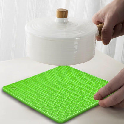 Silicone Square Trivets Mat, 6 Packs Multipurpose Non Slip Heat Resistant Pot Holder-Black