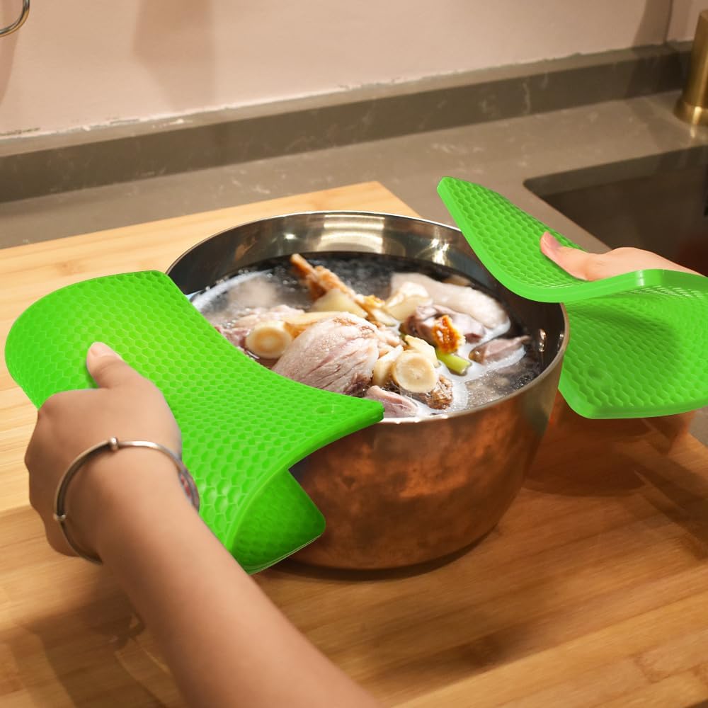Silicone Square Trivets Mat, 6 Packs Multipurpose Non Slip Heat Resistant Pot Holder-Black