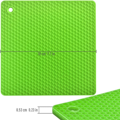 Silicone Square Trivets Mat, 6 Packs Multipurpose Non Slip Heat Resistant Pot Holder-Black