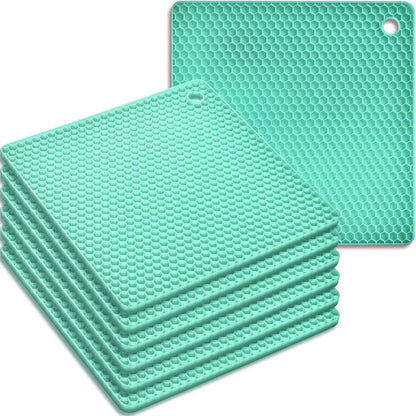 Silicone Square Trivets Mat, 6 Packs Multipurpose Non Slip Heat Resistant Pot Holder-Black