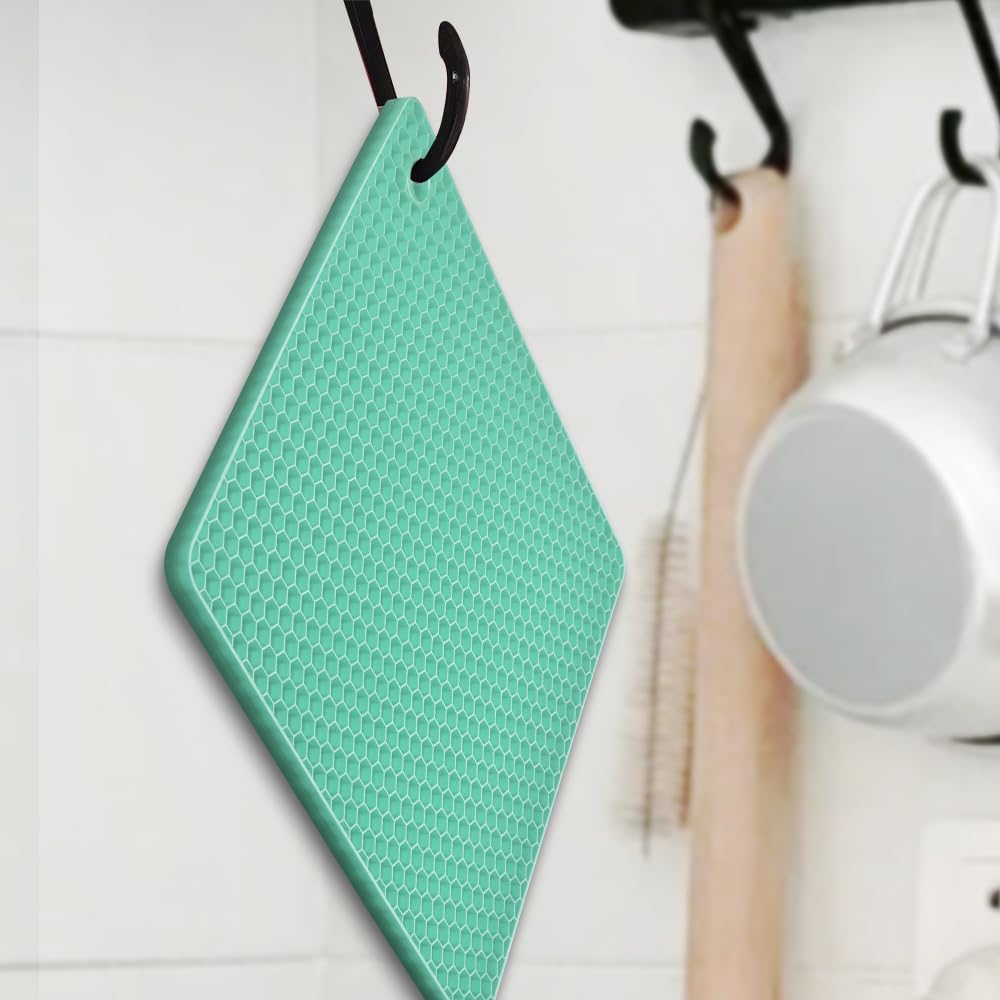 Silicone Square Trivets Mat, 6 Packs Multipurpose Non Slip Heat Resistant Pot Holder-Black