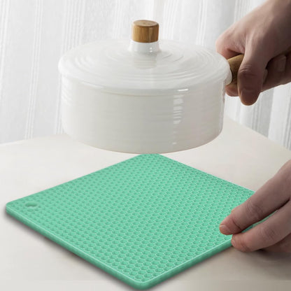 Silicone Square Trivets Mat, 6 Packs Multipurpose Non Slip Heat Resistant Pot Holder-Black