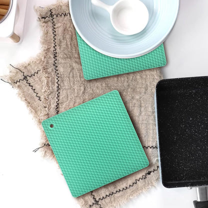 Silicone Square Trivets Mat, 6 Packs Multipurpose Non Slip Heat Resistant Pot Holder-Black