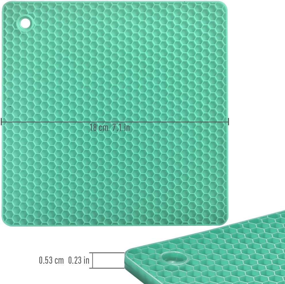 Silicone Square Trivets Mat, 6 Packs Multipurpose Non Slip Heat Resistant Pot Holder-Black
