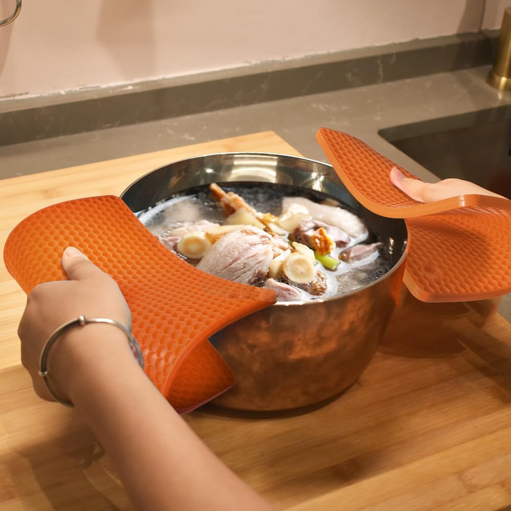 Silicone Square Trivets Mat, 6 Packs Multipurpose Non Slip Heat Resistant Pot Holder-Black