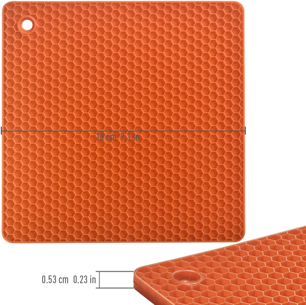 Silicone Square Trivets Mat, 6 Packs Multipurpose Non Slip Heat Resistant Pot Holder-Black