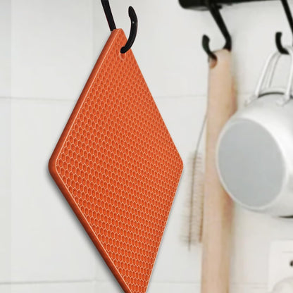 Silicone Square Trivets Mat, 6 Packs Multipurpose Non Slip Heat Resistant Pot Holder-Black