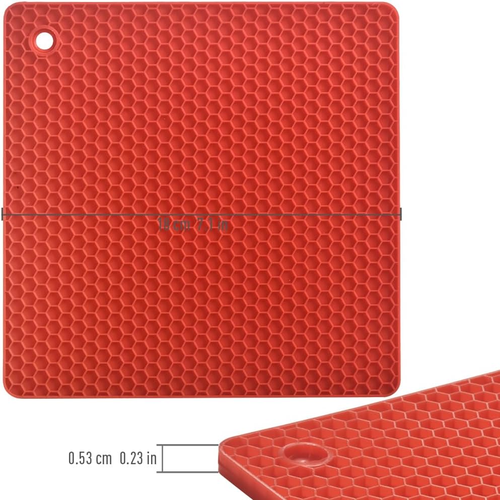 Silicone Square Trivets Mat, 6 Packs Multipurpose Non Slip Heat Resistant Pot Holder-Black
