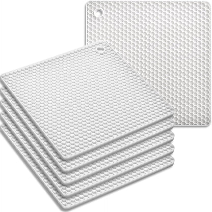 Silicone Square Trivets Mat, 6 Packs Multipurpose Non Slip Heat Resistant Pot Holder-Black