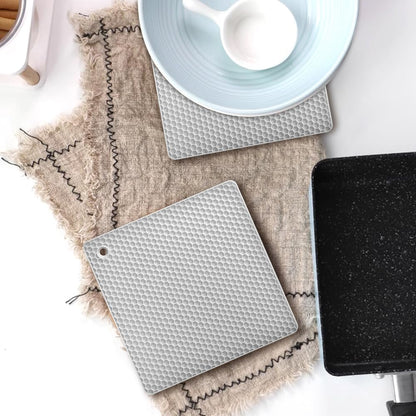 Silicone Square Trivets Mat, 6 Packs Multipurpose Non Slip Heat Resistant Pot Holder-Black