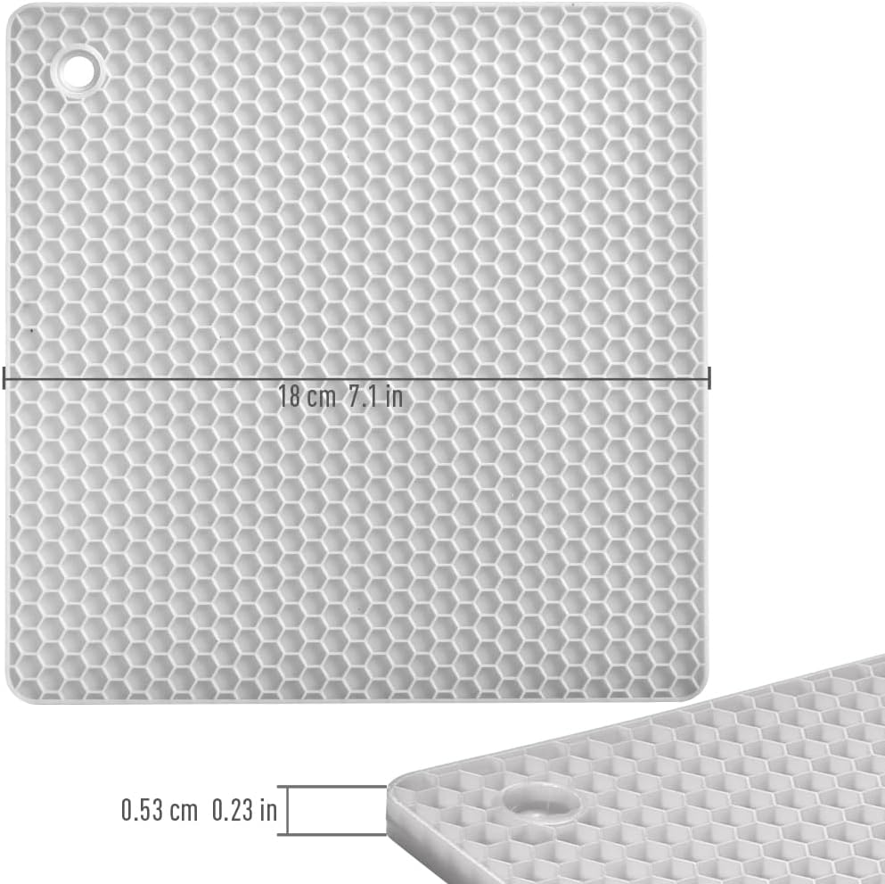 Silicone Square Trivets Mat, 6 Packs Multipurpose Non Slip Heat Resistant Pot Holder-Black