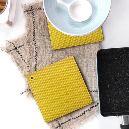 Silicone Square Trivets Mat, 6 Packs Multipurpose Non Slip Heat Resistant Pot Holder-Black