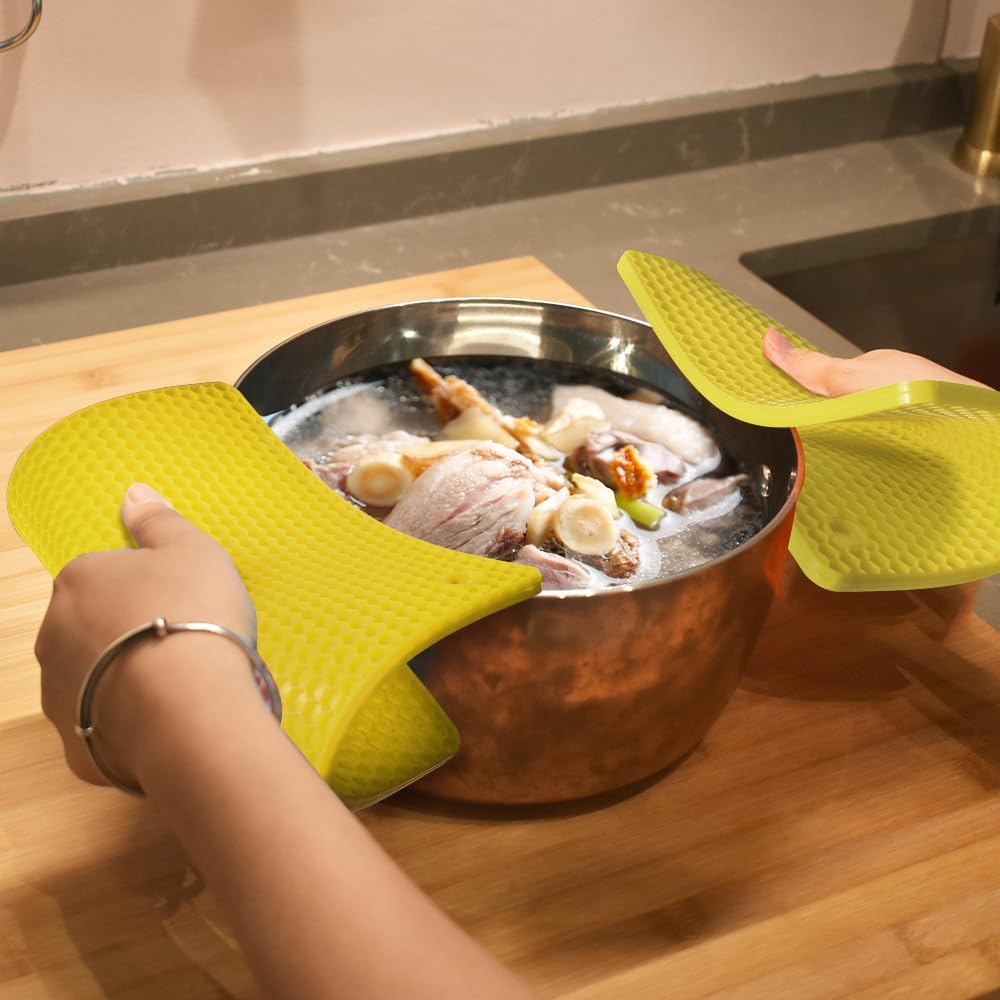 Silicone Square Trivets Mat, 6 Packs Multipurpose Non Slip Heat Resistant Pot Holder-Black