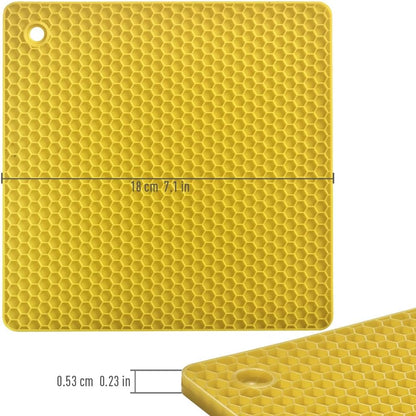 Silicone Square Trivets Mat, 6 Packs Multipurpose Non Slip Heat Resistant Pot Holder-Black