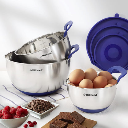 Stainless Steel Mixing Bowls with Lids Set, Set of 3, Black