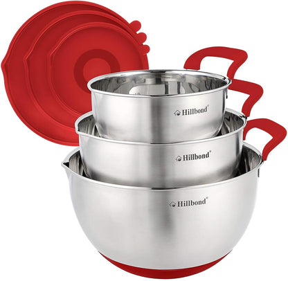 Stainless Steel Mixing Bowls with Lids Set, Set of 3, Black