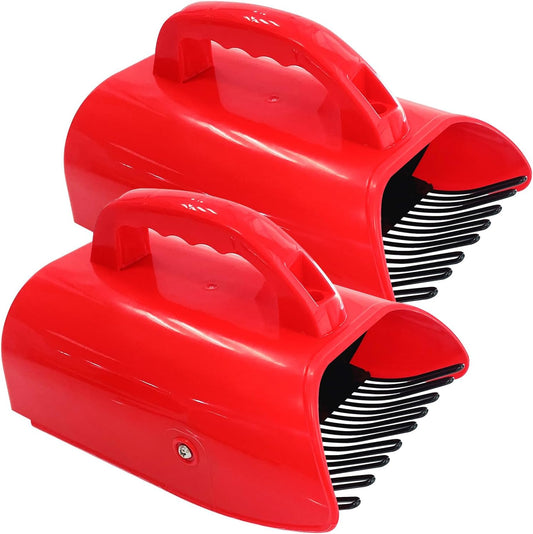 2 Pack Blueberry Picker with Metallic Comb and Ergonomic Metal Handle, Plastic Scoop for Blueberries Lingonberries Huckleberries (Red)