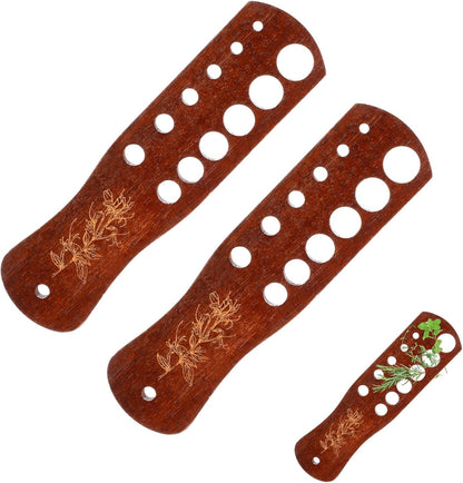 2 Pack Wooden Herb Stripper Tool Set Vegetable Leaf Separator 7 x 1.8 x 0.3 Inches Acacia Wood Leaf Separator 12 Holes Herb Peeler for Stripping Kitchen Gadgets for Cilantro Parsley Mint