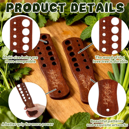 2 Pack Wooden Herb Stripper Tool Set Vegetable Leaf Separator 7 x 1.8 x 0.3 Inches Acacia Wood Leaf Separator 12 Holes Herb Peeler for Stripping Kitchen Gadgets for Cilantro Parsley Mint