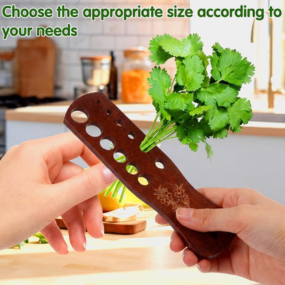 2 Pack Wooden Herb Stripper Tool Set Vegetable Leaf Separator 7 x 1.8 x 0.3 Inches Acacia Wood Leaf Separator 12 Holes Herb Peeler for Stripping Kitchen Gadgets for Cilantro Parsley Mint