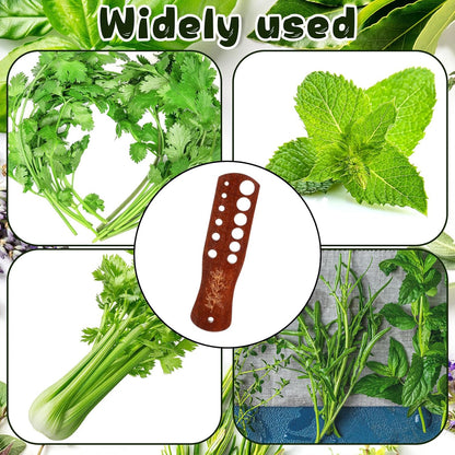 2 Pack Wooden Herb Stripper Tool Set Vegetable Leaf Separator 7 x 1.8 x 0.3 Inches Acacia Wood Leaf Separator 12 Holes Herb Peeler for Stripping Kitchen Gadgets for Cilantro Parsley Mint