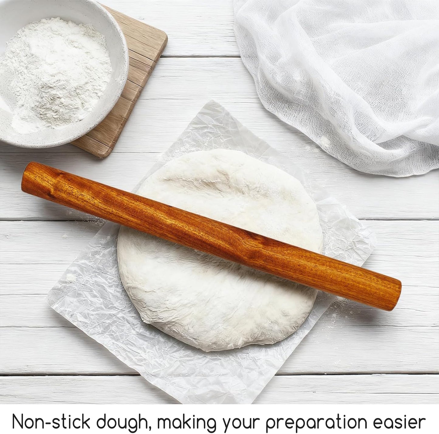 Wooden Rolling Pins for Baking,11.8” Dough French Roller Pin for Clay | Classic Wooden Rolling Pin, Perfect for Pizza, Pies, Cookies, and Pastries