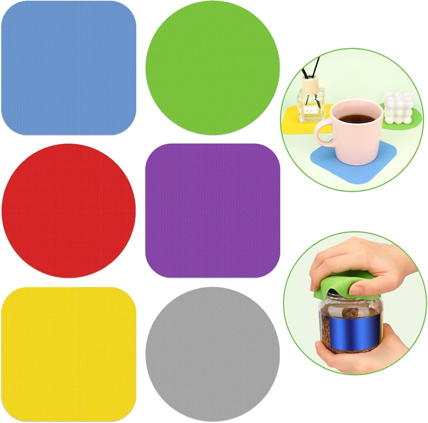 6 Pcs Jar Opener, Rubber Jar Grippers Multi-function Silicone Jar Gripper Pads Bottle Lid Opener Jar Openers for Seniors with Arthritis Weak Hands (6 Colors)