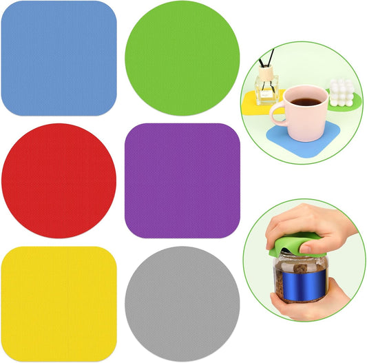 6 Pcs Jar Opener, Rubber Jar Grippers Multi-function Silicone Jar Gripper Pads Bottle Lid Opener Jar Openers for Seniors with Arthritis Weak Hands (6 Colors)
