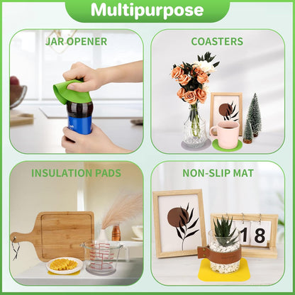 6 Pcs Jar Opener, Rubber Jar Grippers Multi-function Silicone Jar Gripper Pads Bottle Lid Opener Jar Openers for Seniors with Arthritis Weak Hands (6 Colors)