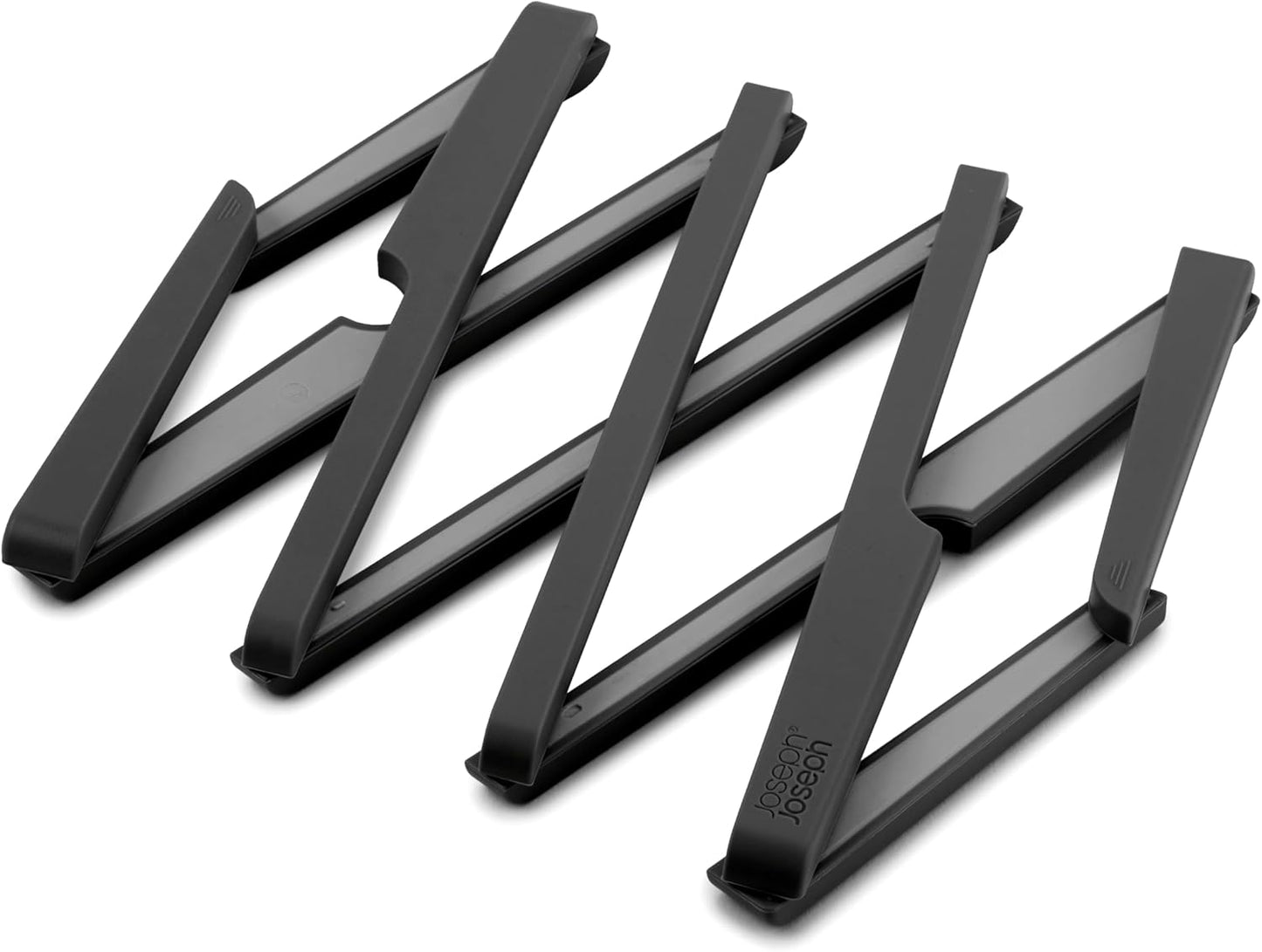 Stretch Folding Silicone Trivet for Hot Pots and Pans, Expanding Nonslip Stand, Heat Resistant mat for Kitchen Worktop - Black