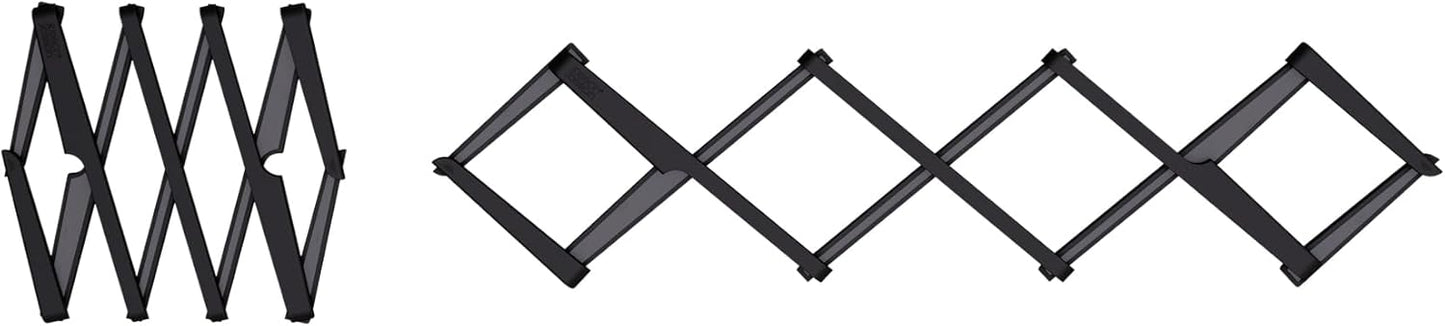Stretch Folding Silicone Trivet for Hot Pots and Pans, Expanding Nonslip Stand, Heat Resistant mat for Kitchen Worktop - Black