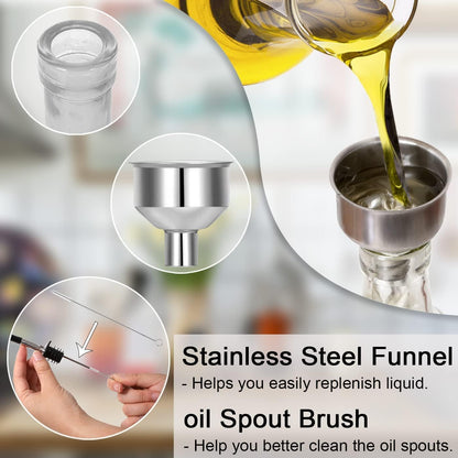 8 oz (250ml) Oil and Vinegar Dispenser Set - 2PCS Olive Oil Dispenser Bottles, Syrup Dispenser & Kitchen Oil Bottles with Pour Spouts and Funnel