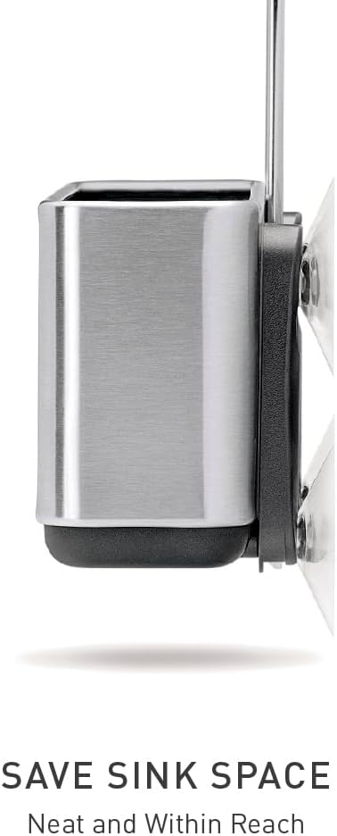 Sink Caddy, Sponge Holder for Kitchen Sink with Compartment Dividers, 4 Suction Cups & Wire Ledge Hanger for Secure Mount, Vented Base for Fast Drying, Brushed Stainless Steel