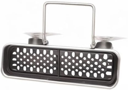 Sink Caddy, Sponge Holder for Kitchen Sink with Compartment Dividers, 4 Suction Cups & Wire Ledge Hanger for Secure Mount, Vented Base for Fast Drying, Brushed Stainless Steel