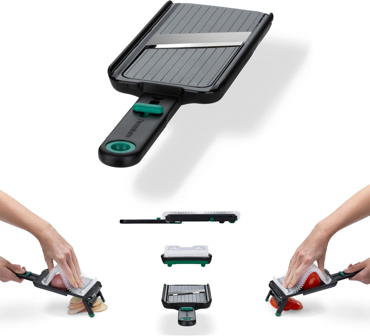 Nocutu Adjustable Handheld Mandoline Slicer with Finger Guard