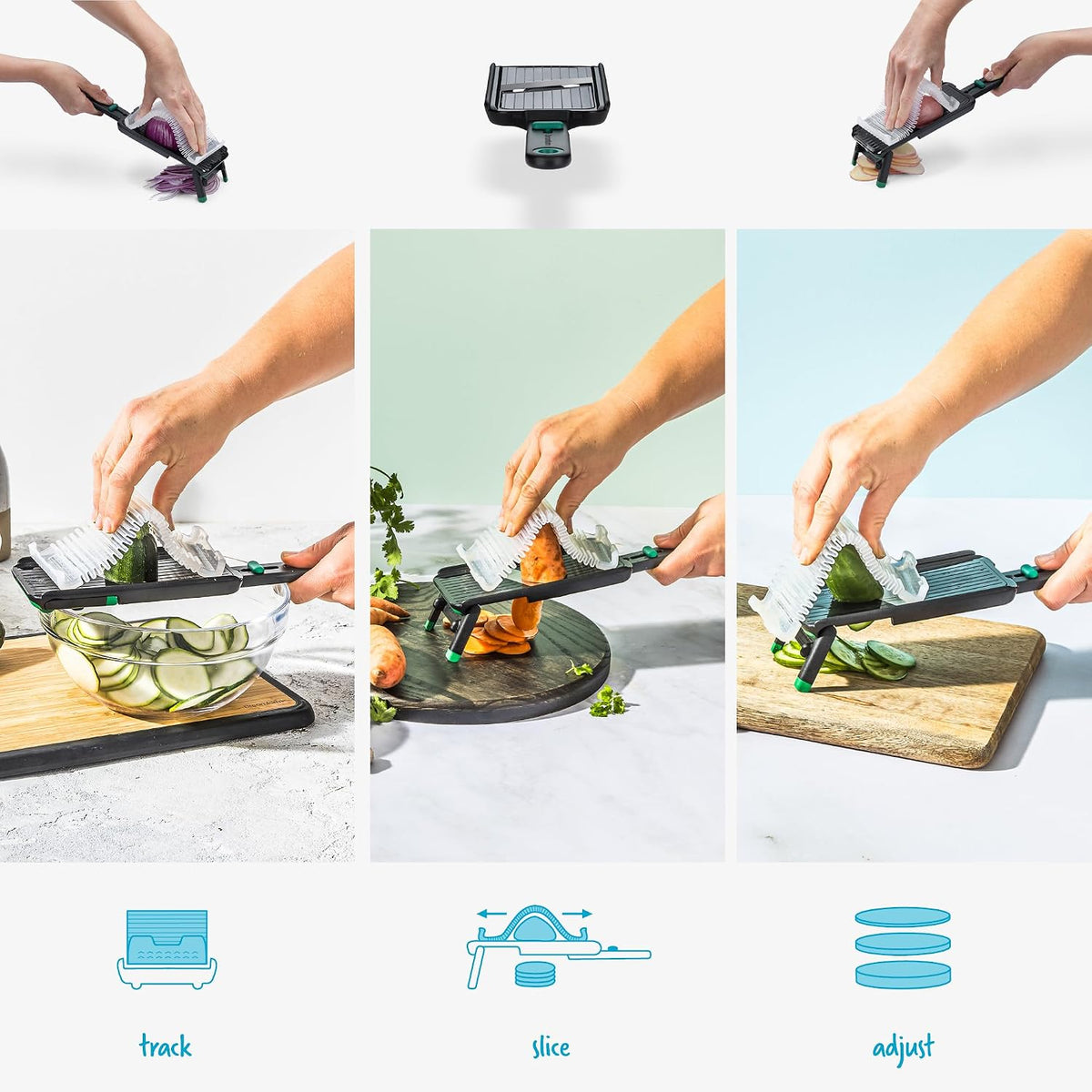 Nocutu Adjustable Handheld Mandoline Slicer with Finger Guard