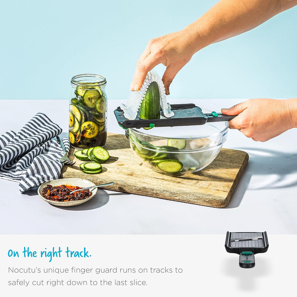 Nocutu Adjustable Handheld Mandoline Slicer with Finger Guard