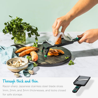 Nocutu Adjustable Handheld Mandoline Slicer with Finger Guard