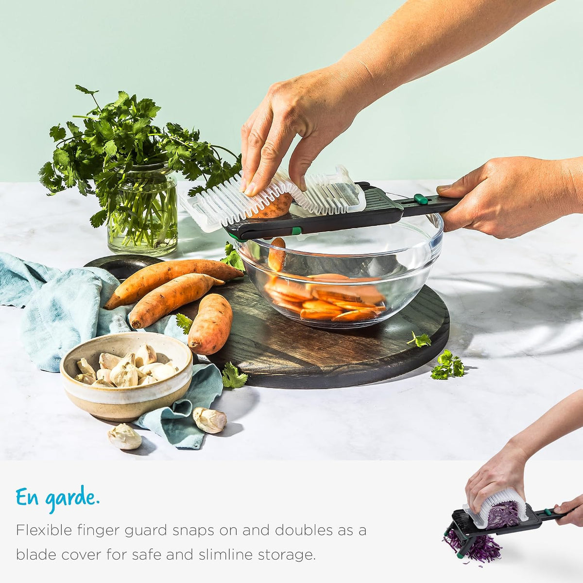 Nocutu Adjustable Handheld Mandoline Slicer with Finger Guard