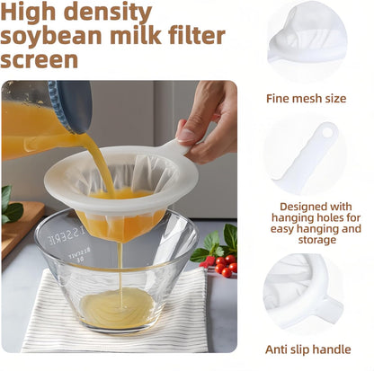 High Density Ultra-Fine Nylon Mesh Strainer Set - 3 in 1 (100/200/400 Micron) -Nylon Mesh, 100/200/400 Mesh for Coffee, Honey, Wine,Milk, Juice - Food Grade w/Non-Slip Handle & Hang Hole