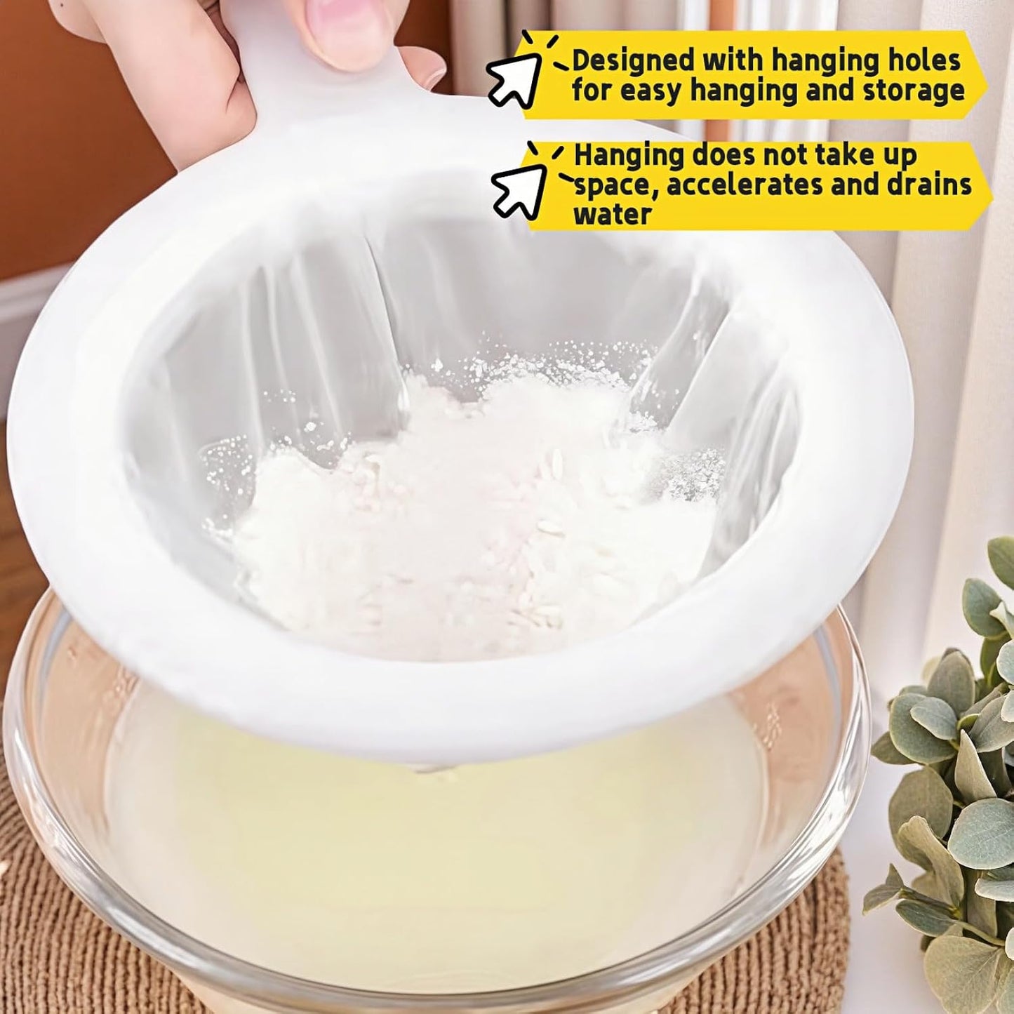 High Density Ultra-Fine Nylon Mesh Strainer Set - 3 in 1 (100/200/400 Micron) -Nylon Mesh, 100/200/400 Mesh for Coffee, Honey, Wine,Milk, Juice - Food Grade w/Non-Slip Handle & Hang Hole