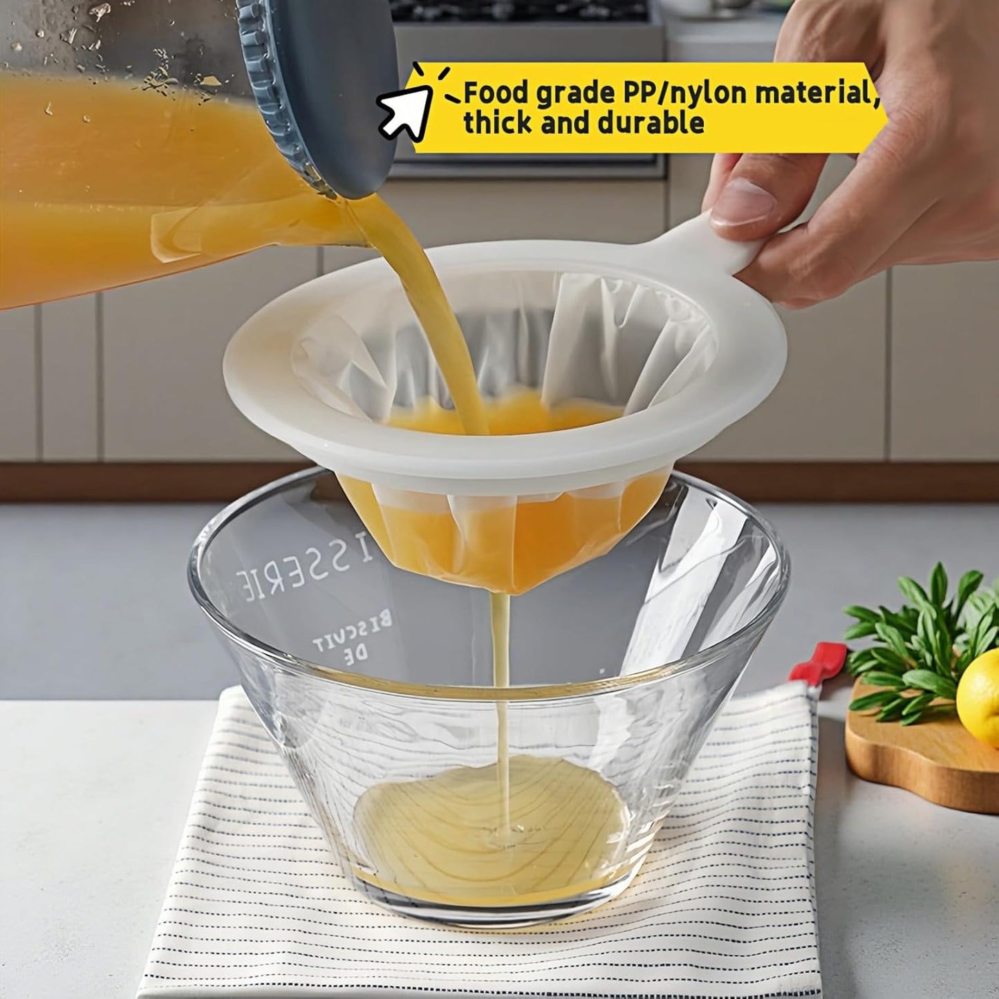 High Density Ultra-Fine Nylon Mesh Strainer Set - 3 in 1 (100/200/400 Micron) -Nylon Mesh, 100/200/400 Mesh for Coffee, Honey, Wine,Milk, Juice - Food Grade w/Non-Slip Handle & Hang Hole