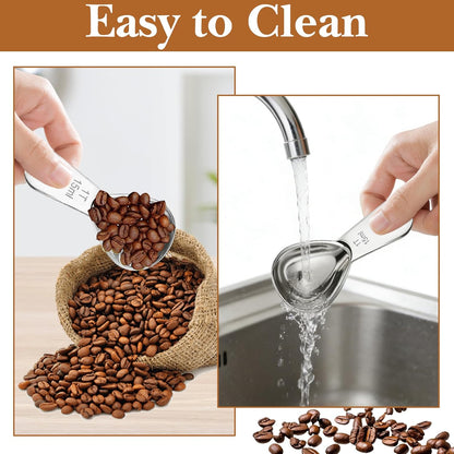 2pcs Stainless Steel Coffee Scoop Set, 1 Tbsp (15ml) & 2 Tbsp (30ml) Measuring Spoons, Short Handle Table Spoon Scoop for Ground Coffee Tea Spices Sugar
