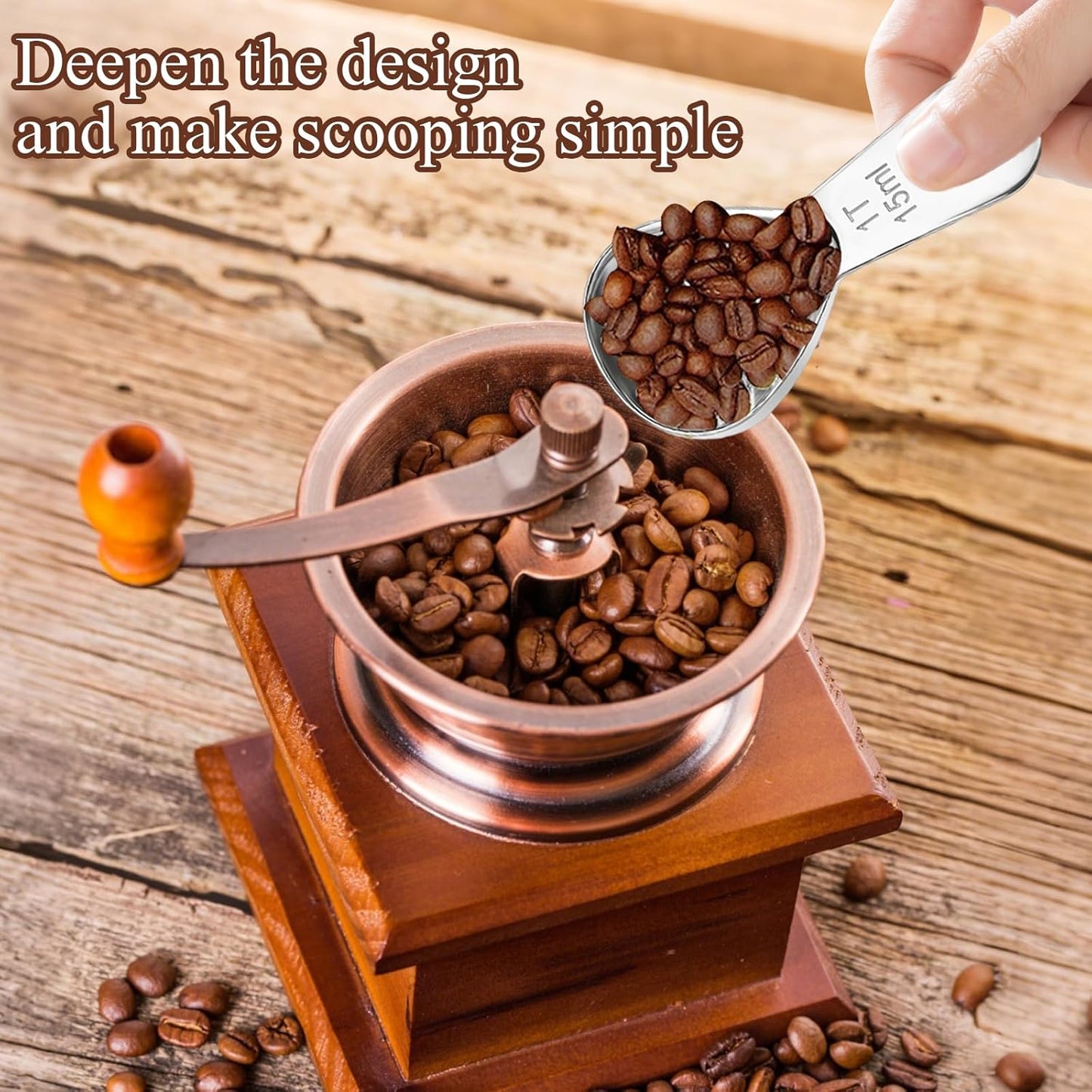 2pcs Stainless Steel Coffee Scoop Set, 1 Tbsp (15ml) & 2 Tbsp (30ml) Measuring Spoons, Short Handle Table Spoon Scoop for Ground Coffee Tea Spices Sugar