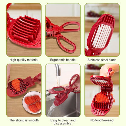 Fruit Slicer, Strawberry, Banana, Kiwi Cutter, Egg Slicer for Hard Boiled Eggs, for Fruit Sausages, Cucumbers, Mushroom Cutter, Rapid & Safe Slicing Kitchen Gadgets (Black)